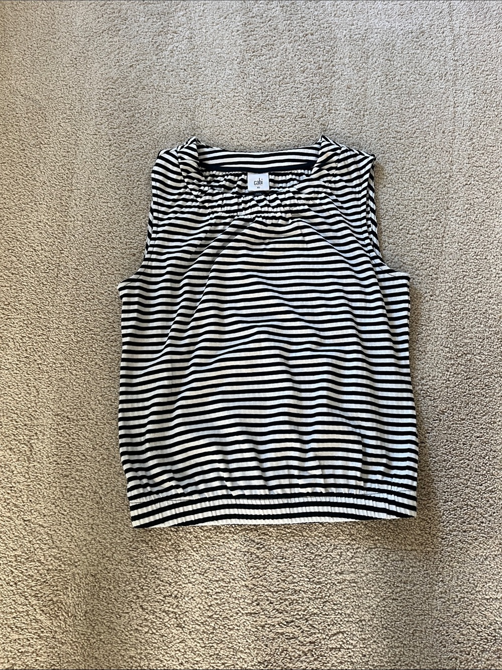 CAbi Black & White Striped Sleeveless Tank
